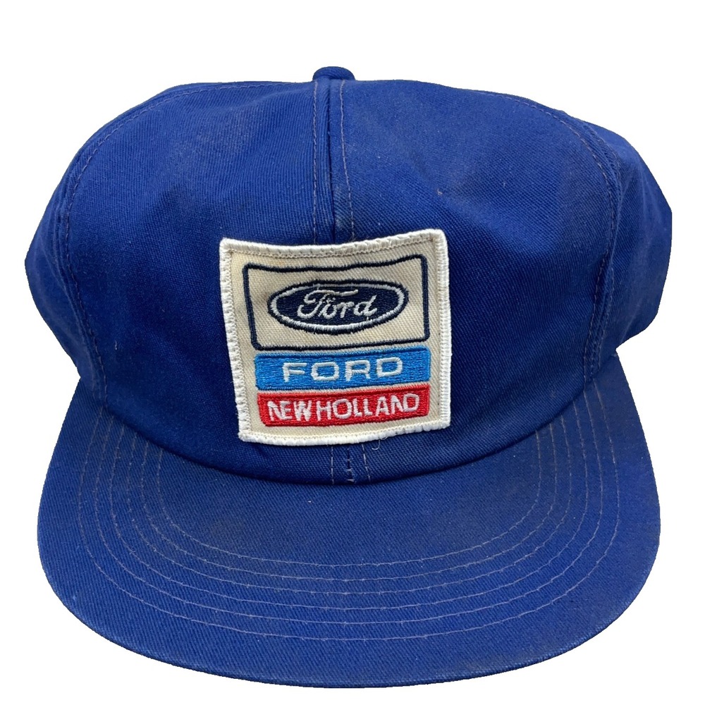 Vintage Ford Trucker Hat Cap Made In USA 80s Patch K Products New Holland Blue